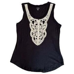 🐿️ Madison Black & Cream Woven Tank Size Small